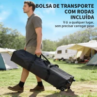 Outsunny Tenda Dobrável 6x3 m Pop-up Altura Ajustável 3 Níveis UPF50+ Fecho Central Sacos de Areia Bolsa com Rodas Prateado(m-8)
