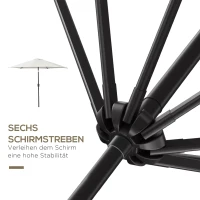 Outsunny Knikparasol zonnescherm tuinscherm strandparasol met handkruk aluminium 3 kleuren(m-8)