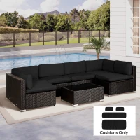 Outsunny Garden Rattan Sofa Cushion Polyester Cover Replacement Outdoor- No Cushion Included, Black(m-2)