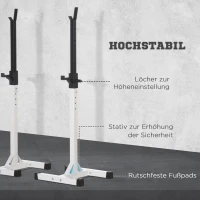 HOMCOM Halterstandaard, Set van 2, tot 150 kg, Hoogteverstelbaar, Staal, Wit+Zwart, 52 x 48 x 160 cm(m-6)
