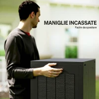 Outsunny Baule da Giardino con Maniglie, Contenitore Porta Attrezzi Impermeabile, 56x41x50 cm, Nero(m-5)