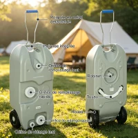 Outsunny Réservoir d'eau sur roues pour camping bidon d'eau portable 40 L avec poignées tuyau robinet 37 x 23 x 80 cm gris(m-4)