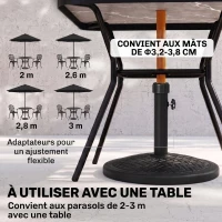 Outsunny Pied de parasol rond base de parasol de jardin socle pour parasol en béton Ø 46 cm noir(m-4)