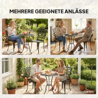 Outsunny 3-delige tuin bistroset ronde bistrotafel met 2 stoelen parasolgat, antiek van gietaluminium(m-8)