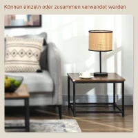 HOMCOM Set van 2 bijzettafels, industrieel design, zwart stalen frame, tafelblad met houteffect(m-6)