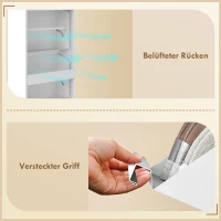 HOMCOM Metalen schoenenkast met 3 klapladen, slank ontwerp, wandmontage, voor 6 paar schoenen, wit(m-8)