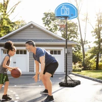 HOMCOM Adjustable Basketball Hoop and Stand, with Wheels and Weight Base Blue(m-10)