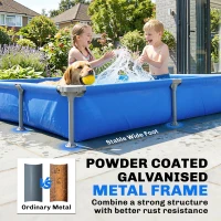 Outsunny Metal Frame Swimming Pool, Rectangular Above Ground Frame Pool with Repair Patch, 229 x 160 x 43 cm, Blue(m-4)