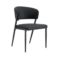 Chaise de salle à manger moderne rembourrée, design épuré, dossier ergonomique, 51x49x78 cm, Noir(m-9)