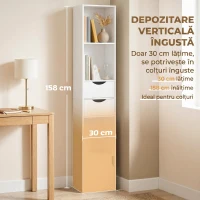 HOMCOM Bibliotecă cu Sertare și Uși, 158 cm, Alb(m-4)