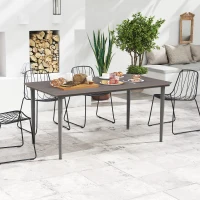 Outsunny Garden Table, Outdoor Dining Table for 6 People, 160 x 90 x 74 cm, with Rust Resistant Metal Frame, WPC Top, for Balcony, Terrace, Dark Grey(m-10)