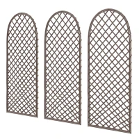 Outsunny Lot de 3 Treillis de jardin en osier tissé Panneau Arc pour Plantes grimpantes 43 x 2 x 112 cm, effet bois naturel(m-12)