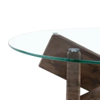 Table basse ronde, design moderne, facile à nettoyer et stable, 79x79x45 cm, Noyer(m-7)