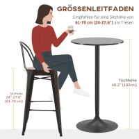 HOMCOM Bartafel Staantafel, Tafel voor 2 Personen, 60 x 60 x 102 cm, Zwart(m-7)