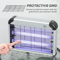 Outsunny Electric Fly Zapper, 20W Electric Fly Killer, Wall Hanging Bug Zapper Indoor & Outdoor Attracting Insect Mosquito Killer, Silver Tone(m-7)