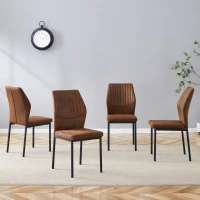 Lot de 4 chaises de salle à manger, style léger-luxe, patins antidérapants, 43x42.6x93 cm, Marron+Noir(m-4)