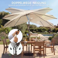 Outsunny Parasol Ø300 cm Kantelbaar Balkonparasol met Draaihendel, Kruisvoet en Zandzak, UV 30+ Inklapbaar Crèmewit(m-6)