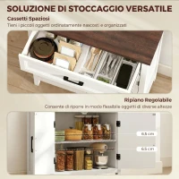 HOMCOM Credenza Moderna Rustico con Ripiano Regolabile, Spazio Contenitore e 2 Ante.(m-5)