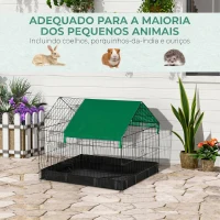 PawHut Gaiola para Animais Pequenos com 2 Portas Base com Tecido Oxford Impermeável e Toldo 90x75x75 cm Preto e Verde(m-6)
