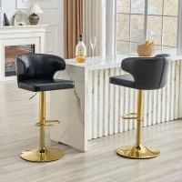 Lot de 2 tabourets de bar avec dossier, réglables en hauteur et pivotants 360°, 49.7x45x110 cm, Noir(m-5)