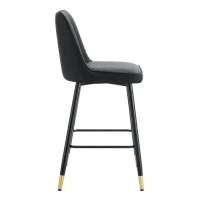 Lot de 2 tabourets de bar hauteur, design moderne et confortable, dossier incurvé et repose-pieds, 42x45x100 cm, Noir(m-11)