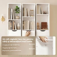 HOMCOM Bibliotecă cu Sertare și Uși, 158 cm, Alb(m-6)