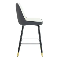 Lot de 2 tabourets de bar hauteur, design moderne et confortable, dossier incurvé et repose-pieds, 42x45x100 cm, Argenté(m-11)