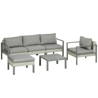 Outsunny Six-Piece Rattan Garden Sofa Set - Light Grey(m-1)
