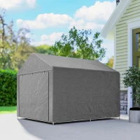 Outsunny Carpa de Jardín para Bicicletas con Marco de Metal Galvanizado Puerta con Cremallera Impermeable Anti-UV 2,4x2x2 m Gris(m-8)