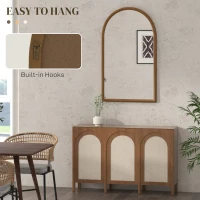 HOMCOM 110 x 65cm Wooden Arched Mirror - Natural Finish(m-4)
