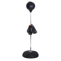 HOMCOM Boksset met Punchbal, Verstelbaar in Hoogte, Incl. Bokshandschoenen, 126-144cm, Zwart
