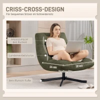 HOMCOM Draaifauteuil loungestoel met brede zitting, waterafstotende chenille-look, gekruiste stalen poten, groen(m-4)