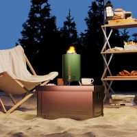 Outsunny Smokeless Fire Pit, 16 x 16 cm Stainless Steel Portable Wood Burning Firepit with Poker, Wood or Pellet Fuelled Tabletop Fire Pit for Garden Camping Bonfire Party, Green(m-10)