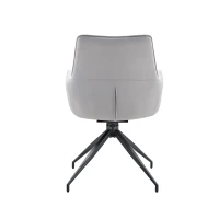 Fauteuil pivotant 360° rembourré, piètement métal laqué stable, patins antidérapants, 48x50x85 cm, Noir+Gris clair(m-9)
