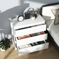 HOMCOM Chest of Drawers, 3-Drawer Storage Organiser Unit for Bedroom, Living Room, White(m-8)