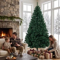 HOMCOM Árbol de Navidad de Abeto 230 cm con Ramas Articuladas 1300 Puntas de PVC Ignífugo Montaje Rápido Soporte de Acero Verde(m-9)