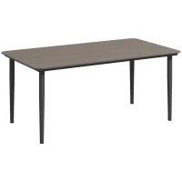 Outsunny Garden Table, Outdoor Dining Table for 6 People, 160 x 90 x 74 cm, with Rust Resistant Metal Frame, WPC Top, for Balcony, Terrace, Dark Grey(m-1)