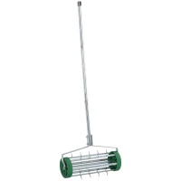 Outsunny Garden Rolling Lawn Aerator Heavy Duty Steel Grass Roller w/ Adjustable Handle(m-13)