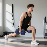 SPORTNOW Ensemble d'Haltères Musculation 6-en-1 Haltère Réglable 30 kg Kettlebell, Barre de Musculation Support pour Pompes Bleu(m-8)