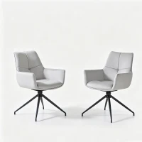 Fauteuil pivotant 360° rembourré, piètement métal laqué stable, patins antidérapants, 48x50x85 cm, Noir+Gris clair(m-2)