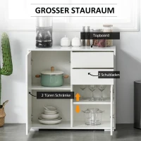 HOMCOM vrijstaande kast opbergkast multifunctionele kast archiefkast dressoir 2 lades 2 deuren E1 spaanplaat wit 79 x 36 x 74 cm(m-4)