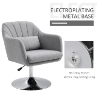 HOMCOM Swivel Linen Fabric Accent Chair for Living Room Contemporary Vanity Armchair with Adjustable Height Thick Cushion Lumbar Support Armrest for Bedroom Office Light Grey(m-7)