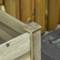 Outsunny Verhoogd Bloembed, Verhoogde Houten Plantenbak met Onderste Plank, Robuuste Constructie, Afvoergaten, 91L x 51B x 76H cm, Groen(m-8)