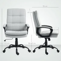 HOMCOM Bureaustoel, draaistoel, kantelfunctie, hoogteverstelbaar, tot 120 kg, grijs(m-3)