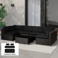 Outsunny Garden Rattan Sofa Cushion Polyester Cover Replacement Outdoor- No Cushion Included, Black(m-10)