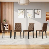 Lot de 4 chaises de salle à manger, style luxe européen, patins antidérapants et silencieux, 42x46x89 cm, Brun+Noir(m-4)