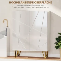 HOMCOM Schoenenkast met 2 Deuren, Schoenenrek, Schoenenopslag met 3 Verstelbare Planken 72 x 31,5 x 95 cm, Wit(m-6)