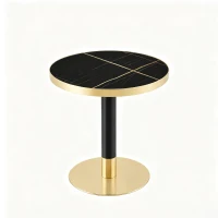 Table d'appoint ronde, plateau anti-rayures facile à nettoyer, 60x60x74 cm, Noir(m-2)