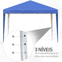Outsunny Tenda Dobrável 295x295x255 cm com Bolsa de Transporte Altura Ajustável Anti-UV para Terraço Pátio Azul(m-6)