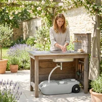 Outsunny Réservoir d'eau sur roues pour camping bidon d'eau portable 40 L avec poignées tuyau robinet 37 x 23 x 80 cm gris(m-15)